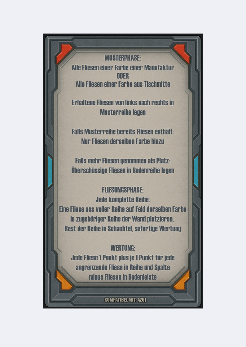 Spielhilfekarten 4er Set für Azul