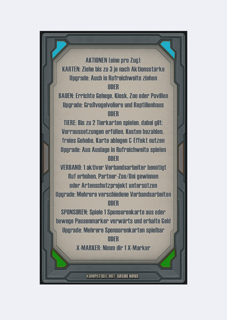 Spielhilfekarten 4er Set für Arche Nova