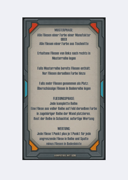 Spielhilfekarten 4er Set für Azul