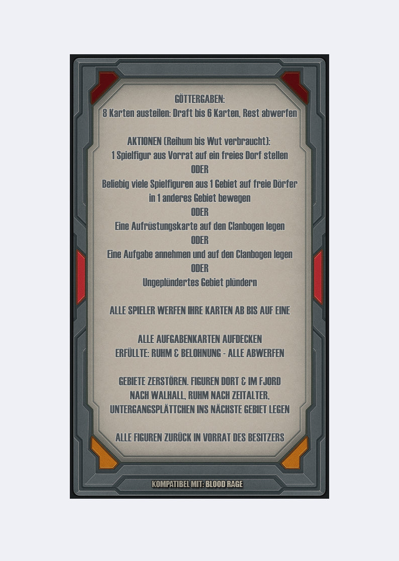 Spielhilfekarten 4er Set für Blood Rage