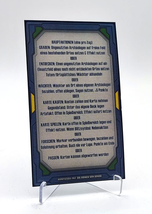 Spielhilfekarten 4er Set für Ruinen von Arnak