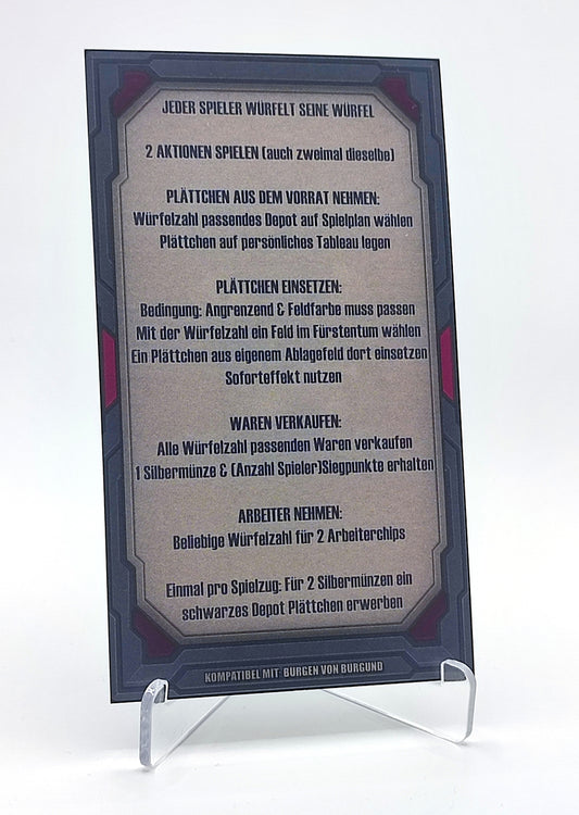 Spielhilfekarten 4er Set für Burgen von Burgund